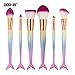 6 Pcs Mermaid Makeup Brush Set Synthetic Kabuki Foundation Blending Blush Eyeliner Face Powder Brush Makeup Brush Kit Beauty Cosmetic Tools (Pink)