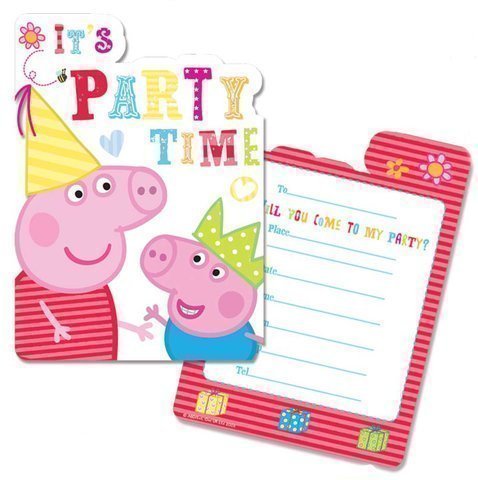 Neue Peppa Pig Party Reihe - Peppa Pig Party Einladungen x 6