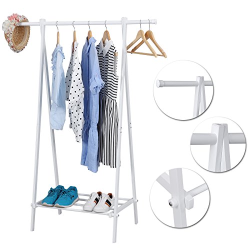 Songmics Metall Kleiderständer Garderobenständer Standgarderobe Höhe 150 cm, Weiß LLR11W - 5