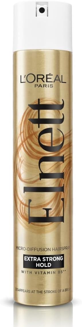 L'Oreal Paris Elnett Extra Strong Hold Hair Spray, gives up to 24H extra strong hold with natural looking shine, feels clean 