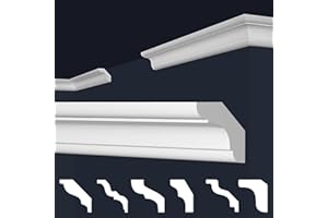 MARBET DESIGN Molduras de techo Marbet de espuma de poliestireno XPS - Molduras de estuco de alta calidad, ligeras y robustas con un diseño moderno - (Paquete económico de 50 metros E-24-29x29mm)