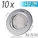 Produktbild LED Einbaustrahler Einbauspots DECORO GU10 (chrom-glänzend) Inkl. 10 x 7W LED 230V IP20 LED Deckenstrahler Einbauleuchte Deckeneinbaustrahler Spot Deckeneinbauleuchte Deckenspot 10er Set 230v Volt Rund Kaltweiss EEK A+ 10 x 520lm Nur 65mm Einbautiefe schwenkbar