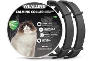 WEALLIN Collar Calmante para Gatos, Collares Calmantes para Gatos, Seguro y Duradero, Regulable Impermeable Feromona Calmante para Gatos, Anti Ansiedad Collare para Gatos y Gatitos 2Pcs, Negro