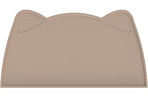 OHMO Napfunterlage für Kleine Hunde und Katze, Unterlage für Katzennapf, rutschfeste Futterunterlage aus Silikon, Wasserdicht, Beige 52x30cm