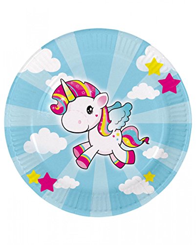 8 Süße Einhorn Einweg-Pappteller für Kindergeburtstage & Einhorn-Fans