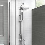 iBathUK | Modern Chrome Riser Rail Mixer Square Shower Head Kit for Bath Tap SP5106
