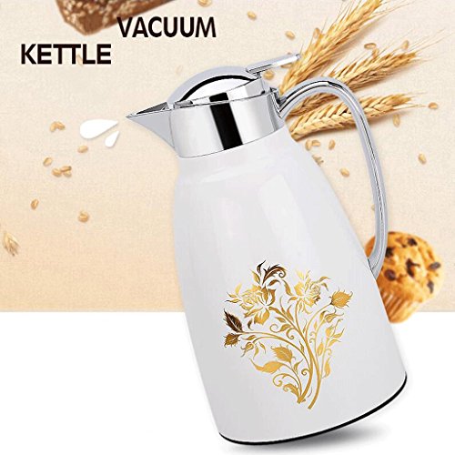 détail Accueil Acier Inoxydable Isolation Pot Cuisine Bouilloire Restaurant Hôtel Isolation Coupe Chaud Chaud Bouteille Grande Capacité Blanc 1L UOMUN