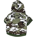 Zrong Haustier-Hund-Katze-Welpen Camouflage Kleidung mit Hut T-Shirt WeisehaustierHoodie Kleidung