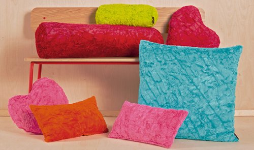 Fluffy Herzkissen ca. 40 x 35 cm kuschelweicher Plüsch in Felloptik (kuschelig gefüllt) Farbe (Rot) - 4