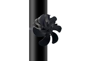 Ventilateur de Cheminée,6 Lames Ventilateur poele à bois de Cheminée en Bois/Poêle à Bois/Cheminée Noir