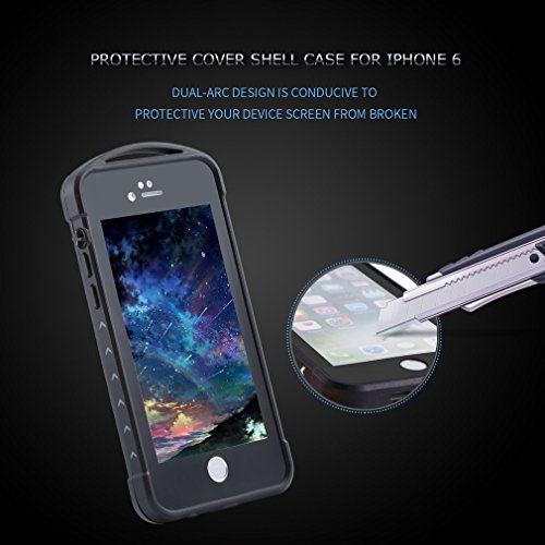 Cozime - Funda iPhone 6 Carcasa Impermeable Cubierta protectora Inteligente de PC Ultra Resistente a Ca  da  color negro