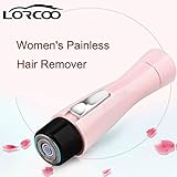 Lorcoo Women's Painless Hair Remover, Lady Electric Shaver Body Facial Shaver Perfect for Face/Leg/Hand/Bikini/Armpit