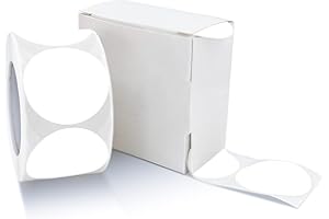 MEITAAT Okrągłe naklejki 25 mm, białe, samoprzylepne, rolka, małe punkty klejące, etykiety, etykiety, kolorowe, okręgi, naklejka, usuwalna, odporna na warunki atmosferyczne, z pudełkiem dozującym, 500 sztuk