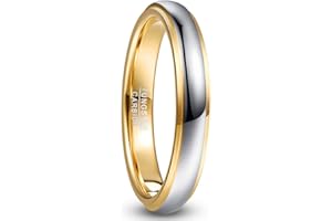 NUNCAD 4mm/6mm/8mm Uomo Oro Argento Tungsteno Bicolore Oro Rosa Anelli di Coppia a Cupola con Bordi a Scalino Taglia 11.75-29.75