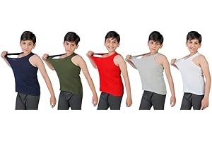 orbiz Canottiere da ragazzo/ragazza, confezione da 5 canottiere per bambini, 100% puro cotone, canottiere senza maniche, canottiere canottiere canottiere da 3 a 13 anni