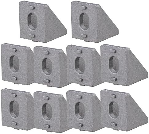 20x20mm Grey Aluminium 90 Degree Double Side L Shape Corner Brace Angle Bracket Pack of 10