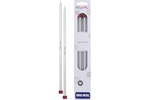KnitPro Nova Aiguilles Droites en métal 40 cm, 6 mm, Argent