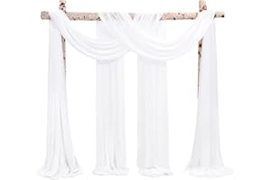 ‎SHOWGEOUS Showgeous 2 Packs Querbehang Cremeweiß 73cmx610cm Tüll Foto Hintergrund Hochzeit Vorhang Deko Weiss Chiffon-Stoff Hochzeitsbogen Gardinen für Laube Hochzeit Torbogen Zeremonie Fotografie Party