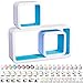 Produktbild WOLTU RG9229bl-1 3er Set Lounge Cube Regal Retro Schweberegal Wandregal Bücherregal, MDF Holz, Weiß-Blau