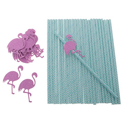 Gazechimp Strand Party hawaii Party Strohhalme Trinkhalme Papierstrohhalme Set/25pcs - Flamingo, 19,6 x 0,6 cm