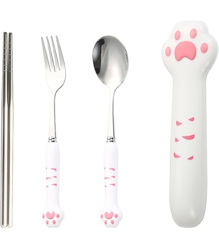 Encanto - Set di 3 posate riutilizzabili, coltello, forchetta e cucchiaio, per bambini, in acciaio inossidabile per alimenti e plastica ABS, per bambini dai 36 mesi in su