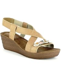 INBLU - Sandalias de vestir de piel sintética para mujer beige Camel 37