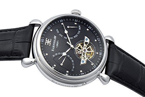 Thomas Earnshaw Grand Calendar Black Men's Automatic Watch with Black Dial Analogue Display and Black Leather Strap ES-8046-01