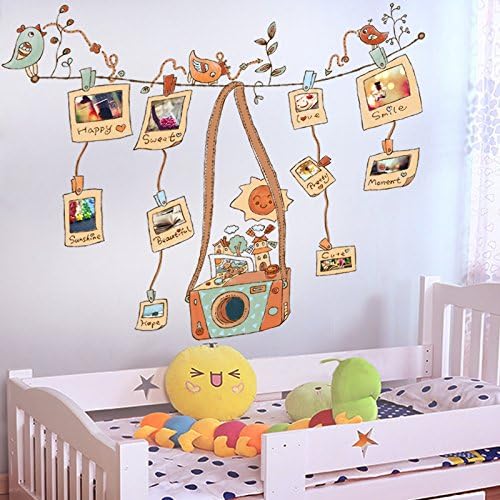 HCCY Cartoon Children bedroom rooms are decorated walls sticker lovely hand-painted birdie camera photos posted frame posters 109*90cm, Picture Color