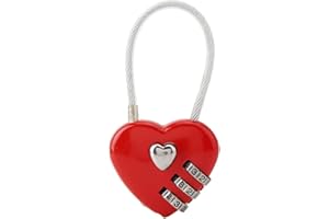 LAZMIN Para kłódek, w kształcie serca 3 cyfry kod kombinacja bagażu blokada hasła bezpieczeństwo para kłódka do walizki, plecaka, pudełka na biżuterię, garderoba, szatnia (czerwony)