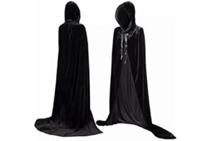 NEW-YIJUNSHUN Unisex Value Vevet Style Hooded Cape Adult Fancy Dress Costume, Unixsex, Halloween Unisex Cosplay Death Cape Long Hooded Cloak Wizard Witch Medieval Cape
