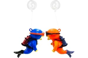 MEMOFYND 2 adornos de buceo para acuario, decoración de buzo (azul, naranja)
