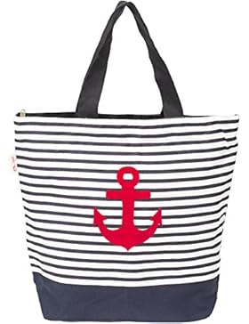 Küstenluder Damen Tasche Striped Anchor Anker Sailor Shopper