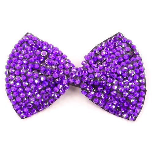 Bride Boutique Large Crystal Bow Diamante Encrusted Hair Clip Grip Fascinator Wedding Prom (Purple)