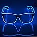 Produktbild OMOUP Leuchtende Brille EL Wire Leuchtbrille Leuchten LED Leucht Sonnenbrille Partybrille mit Batterie Box für Party Weihnachtsfeiern Halloween (Blau)