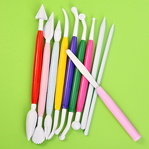 Outus 10 Stück Kunststoff Keramik ToolsTöpferei Werkzeug Ton Skulptur Carving für Formgebung und Sculpting (Verschiedene Farben) - 2