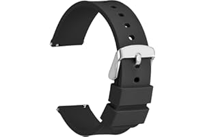 WOCCI Cinturino in Silicone con Fibbia Argento, Sgancio Rapido, 13 Colori Cinturini di Ricambio per Orologi in Gomma, 14mm 16mm 18mm 19mm 20mm 21mm 22mm 24mm