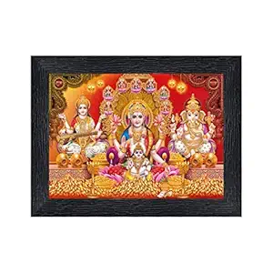 PnF Diwali Puja (laxmiji, Ganeshji,Saraswatiji) Religious Wood Photo Frames with Acrylic Sheet (Glass) for Worship/Pooja(photoframe,Multicolour,8x6inch) 20717