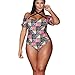Produktbild Hot! Badeanzug Damen Yesmile Valentinstag 1Stk Badeanzug Plus Größe Badeanzug Damen Bauchweg Große Größe Bikini Set Mädchen aus Der Schulter Bedruckt Bikini Slash Neck Push Up Gepolstert Badebekleidung Draht Kostenlos Foral Schwarzen Badeanzug Tankini Sommer Strand Playsuit (XL, Rosa)