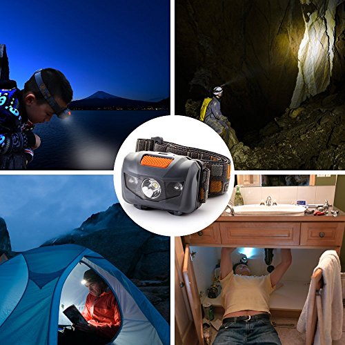 LED Stirnlampe Inklusive Schutzetui & Batterien – Wasserdichte Kopflampe für kinder/ Jogging/ Camping/ Arbeit/ Angeln – 4 Einstellungen Mit Weißem Nnd Rotem Licht - 7