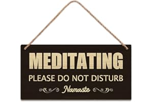 SCAZOMV Cartello in legno con scritta "Meditating Please Do Not Disturb Namaste", Zen Den, decorazione per stanza da meditazione, decorazione da parete per sala yoga, studio, casa, camera da letto, giardino,