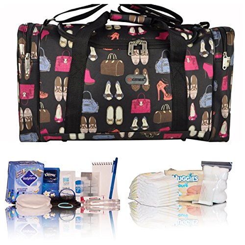 Pre-packed Essentials hospital bag/maternity/holdall for Mum & Baby - black shoes and bags - FREE NEXT DAY DELIVERY
