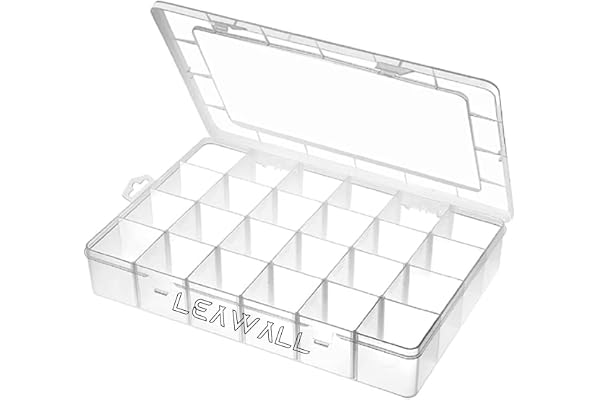 LEAWALL 36 Grid Cells Multipurpose Clear jewellery organisers box Transparent Plastic Storage organizer storage box with Removable Dividers Jewelry Box Organizer Storage Box