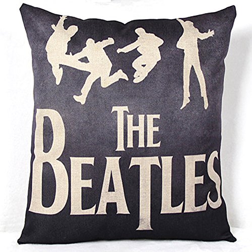 Vanki Letters Printed serial Cotton Linen Square Decorative Throw Pillow Case Cushion Cover 18 x 18 inches , black based the Beatles pattern