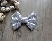 PrettyBoutique 4 Inches Girls Sequin Glitter Sparkle Hair Bow Clip Accessories (Silver)