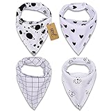 iZiv 4er Set Baby Bandana Geifer Lätzchen mit Justierbarem Druckknöpfen, Wasserdichte TPU Auskleidung für 0-2 Jahre