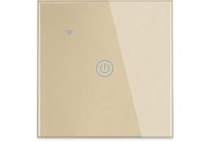 Lancoon Interruptor de Pared táctil con Indicador LED Azul Control de Voz Remoto Inteligente Inalámbrico Función de Temporizador para Compartir en Familia Se Requiere Cable Neutro(Dorado,1unidad)