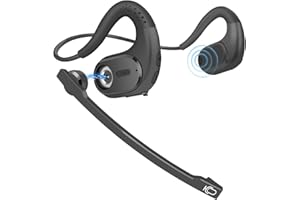 BANIGIPA Bluetooth Headset mit abnehmbarem Mikrofon, Noise Cancelling Wireless Headset für Telefone Laptop Computer PC, Open Ear Kopfhörer für Office Meeting Laufen Radfahren Fahren Arbeiten-12 Stunde