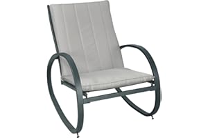 SVITA EIBY Fauteuil à bascule de luxe avec accoudoirs pour l'extérieur, gris clair/gris foncé