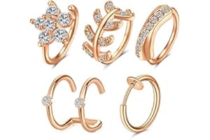 LAURITAMI Fake Nose Rings Faux Septum Peircing Clip On Nose Earrings Hoops 8mm 20G 18G Surgical Steel Non Pierced Jewelry