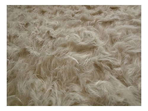 Fabrics-City Hellbeige Teddy Langhaar Fell Stoff Fellimitat Stoffe Meterware, 2698